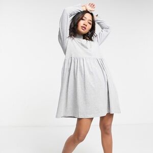 ASOS Brave Soul Petite lizzie high neck smock dress in gray Size 12